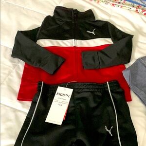 Puma Kids Black and Red Tracksuit